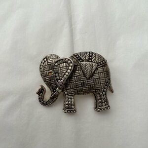 Silver Elephant Brooch with Intricate Detailing
